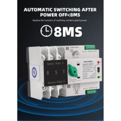 Comutator de transfer, PV, 3P cu șină DIN, SINOTIMER, comutatoare de selecție automată de transfer cu dublă alimentare, 125A